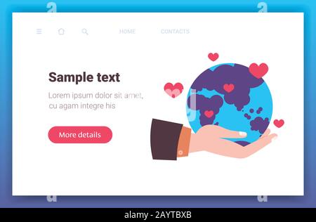 human hands holding earth with heart shapes nature love save planet pray for australia ecology environment concept horizontal copy space vector illustration Stock Vector