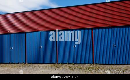 sheet metal storage for rent in a row Stock Photo