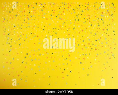 Yellow color background. Stars confetti. Liquid colorific design. Stars confetti. Background confetti with stars. Stock Vector