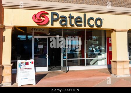 Feb 14, 2020 Milpitas / CA / USA - Patelco branch in Silicon Valley; Patelco Credit Union is a community credit union present in most of Northern Cali Stock Photo