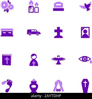 Funeral service icons set Stock Vector