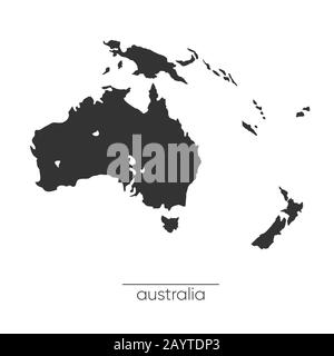 Australia and Oceania map. Monochrome Australia icon. Vector Stock Vector