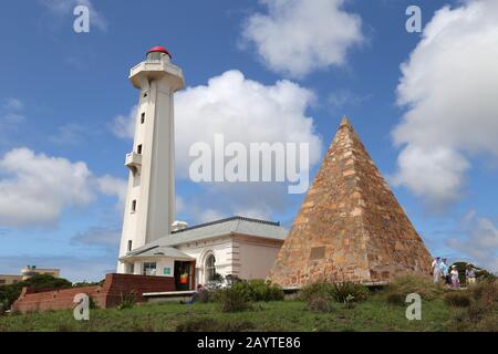 Lighthouse and Pyramid, Donkin Reserve, Port Elizabeth, Nelson Mandela Bay, Eastern Cape Province, South Africa, Africa Stock Photo