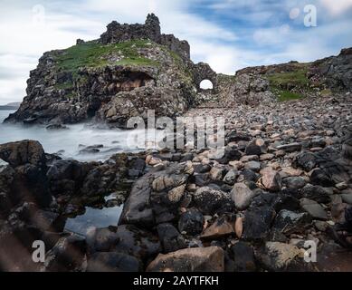 Dunscaith Castle ruins, The Isle of Skye, Scotland, UK. Stock Photo