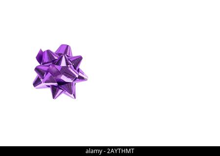 Violet, purple bow isolated on white background, copy space. Stock Photo