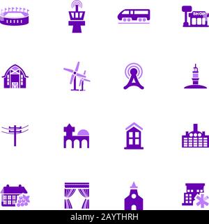 Infrastucture of the city icons set Stock Vector