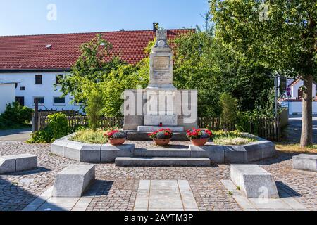 Municipal Germering, District Fürstenfeldbruck, Upper Bavaria, Germany: Panorama of Ehrendenkmal Monument Stock Photo