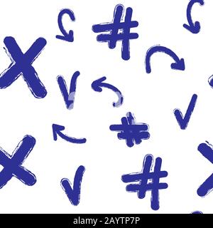 arrows, hashtags icons, of hand drawn Set of different shapes Stock Vector
