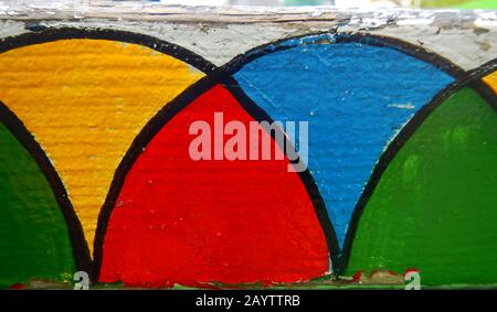 Background of colors on a wall from rounded figures of different colors Stock Photo