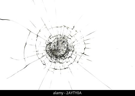 Cracks and lines on broken glass. Cracks texture on the window. Stock Photo