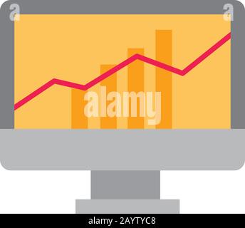 color illustration icon / monitor,display,graph,chart,finance,sales Stock Vector