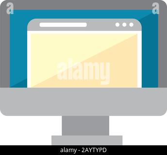 color illustration icon / monitor,computer,internet browser Stock Vector