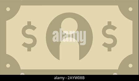 Us dollar bill flat vector icon Stock Vector