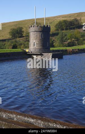 Valve tower, Llwyn On Reservoir, Brecon Beacons, Brecknockshire, South Wales, United Kingdom