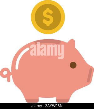 Piggy bank, saving money, investment, cash vector icon illustration ( US dollar ) Stock Vector