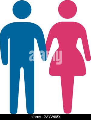 Couple, marriage, togetherness, gender equality color vector icon illustration Stock Vector