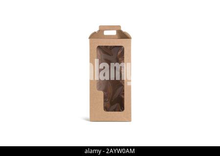 Blank craft rectangular vine box with plastic window mockup Stock Photo