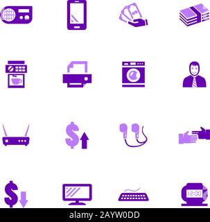 Pawn shop icons set Stock Vector