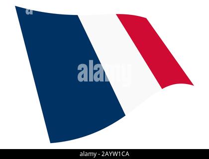 A France waving flag graphic isolated on white with clipping path Stock Photo