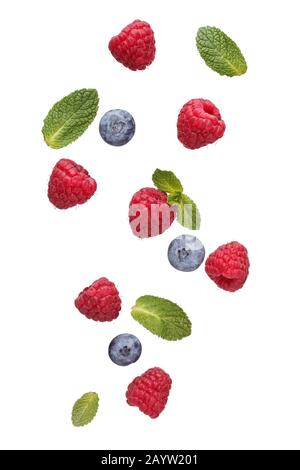 Falling  berries isolated on white background. Stock Photo