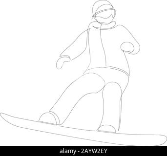 Snowboarding Freestyle Speed Line Drawing Sketch, Hand drawn Vector Outline  Artwork Stock Vector Image & Art - Alamy