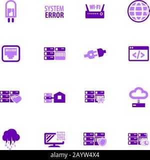 Internet, server, network icons set Stock Vector