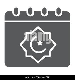 Ramadan calendar glyph icon, ramadan and islam, muslim day sign, vector graphics, a solid pattern on a white background, eps 10. Stock Vector