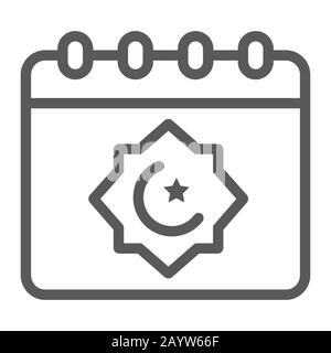 Ramadan calendar line icon, ramadan and islam, muslim day sign, vector graphics, a linear pattern on a white background, eps 10. Stock Vector