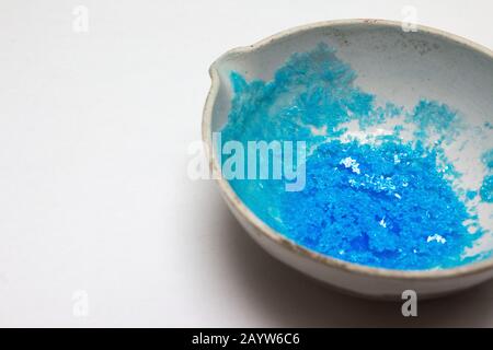 Making copper sulphate crystals in a UK school science experiment Stock Photo