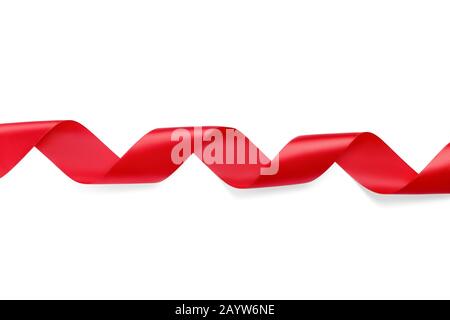 Bright shiny twisted silk red ribbon isolated on white background Stock Photo