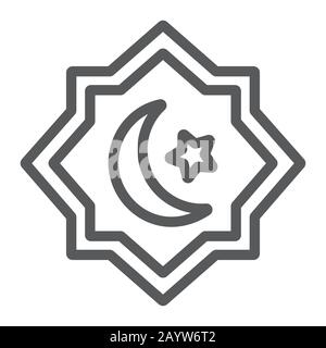 Rub El Hizb line icon, ramadan and islam, islamic star sign, vector graphics, a linear pattern on a white background, eps 10. Stock Vector