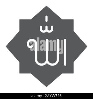 Allah glyph icon, ramadan and islam, muslim allah arabic letter sign, vector graphics, a solid pattern on a white background, eps 10. Stock Vector