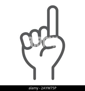 Allah is one thin line icon, religion and islam, pointer hand sign ...