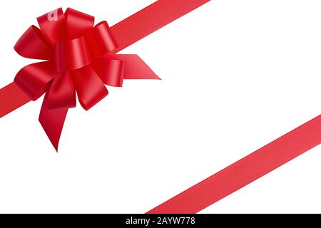 Decorative Red Ribbons With Bow Banner In The Corner Diagonally