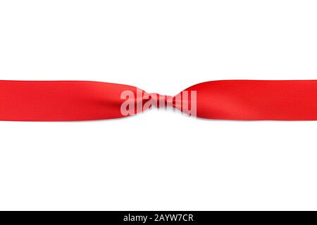 Thin Red Bow Horizontal Ribbon Isolated Stock Photo 665669578