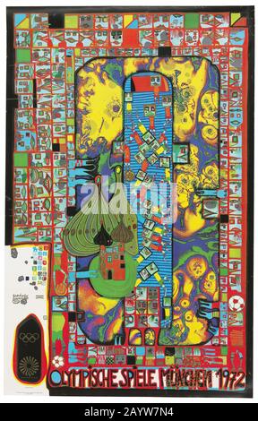 1972 Summer Olympics in Munich. Museum: PRIVATE COLLECTION. Author: FRIEDENSREICH HUNDERTWASSER. Stock Photo