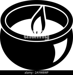 single candle, black vector graphic design element Stock Vector