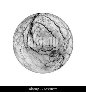 Dark energy ball lightning effect isolated black and white, computer generated abstract intensity map, 3D rendering Stock Photo