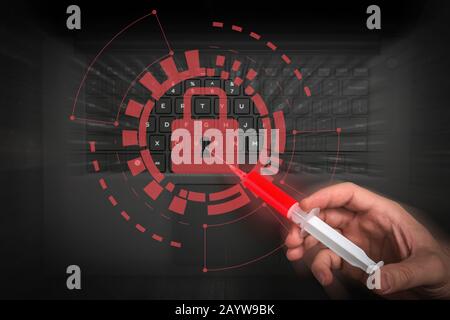 Internet Security Hacker Protection. Business, Technology and Networking Concept. Stock Photo