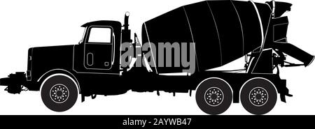 concrete mixer truck silhouette vector on white background Stock Vector