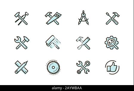 Tools icon set. Industry, building, repair symbol. Vector Stock Vector