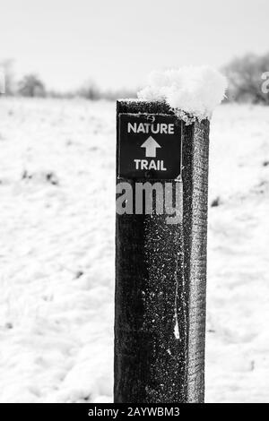 Views around a very cold and frozen Cowpen Bewley Woodland Park, Billingham, Teesside, County Durham, England, UK Stock Photo