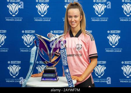 Glasgow, UK. 17th Feb 2020. Lucy Ronald of Glasgow Women FC during the Scottish Building Society Scottish Women's Premier League Season Launch Event at The National Stadium, Hampden Park, Glasgow, Monday 17th February 2020 | Credit Colin Poultney/Alamy Live News Stock Photo