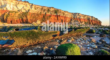 hunstanton coast norfolk county cliff strata geology from beach east anglia england uk gb Stock Photo