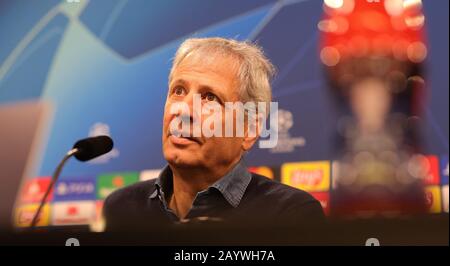 Dortmund, Deutschland. 17th Feb, 2020. firo: 17.02.2020, football, CL, Champions League, season 2019/2020, round of 16, PK, press conference, BVB, Borussia Dortmund - PSG, Paris Saint Germain coach Lucien FAVRE, BVB, | usage worldwide Credit: dpa/Alamy Live News Stock Photo