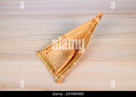 Woven items on white background Stock Photo