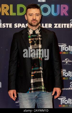 Berlin, Germany. 17th Feb, 2020. 17.02.2020, Justin Timberlake at the photocall for the film Trolls World Tour at the Waldorf Astoria Hotel in Berlin. The new animated film from DreamWorks Animation, distributed by Universal Pictures International Germany, will be launched nationwide on April 23, 2020 in German cinemas. | usage worldwide Credit: dpa picture alliance/Alamy Live News