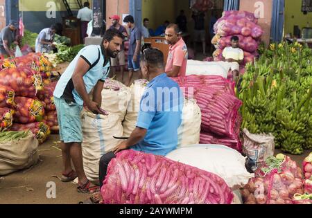 Dambulla, Sri Lanka: 18/03/2019: Inside the largest fruit and vegetable whoelsale market in Sri Lanka. Stock Photo
