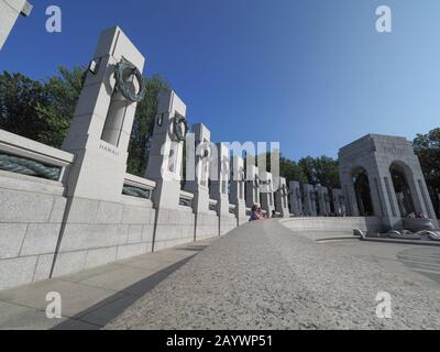 World War II Memorial wide angle shot. Stock Photo