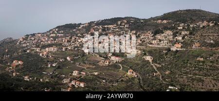 Wide view of Deir El Qamar village and old architecture in mount Lebanon Middle east Stock Photo